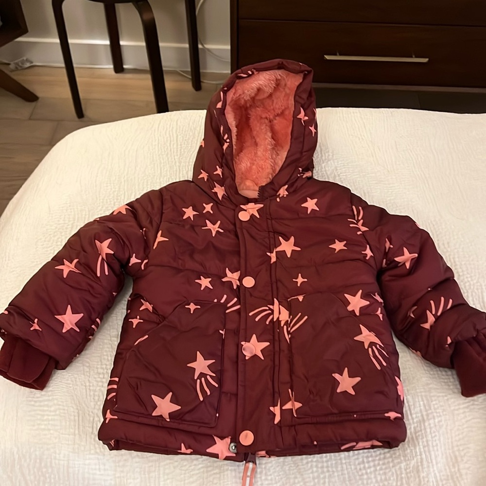 Cozy toddler girls puffer winter jacket, size 12mo